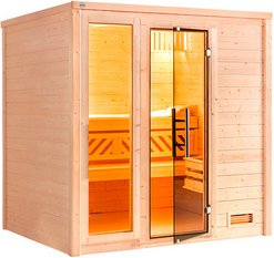 WEKA Massivholzsauna »BERGEN 1.8«, 6 Personen, inkl. 5,4 kW Ofen mit integrierter Steuerung - braun