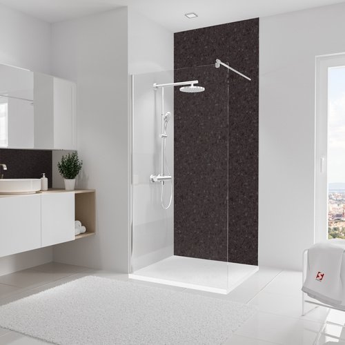 Thumbnail - SCHULTE Duschrückwand »DecoDesign«, 100 x 255 cm, Terrazzo-Anthrazit - grau