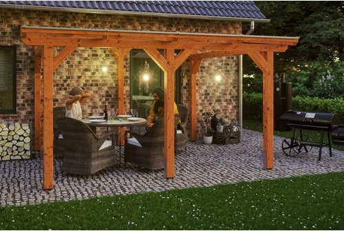 Thumbnail - SKANHOLZ Terrassenüberdachung »Siena«, Breite: 434 cm, Dach: Polycarbonat (PC), eiche hell - braun