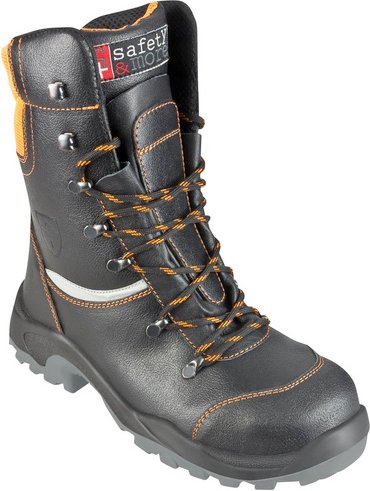 Thumbnail - safety and more Schnittschutz-Stiefel, schwarz/orange, Leder/Polyester - Größe 44
