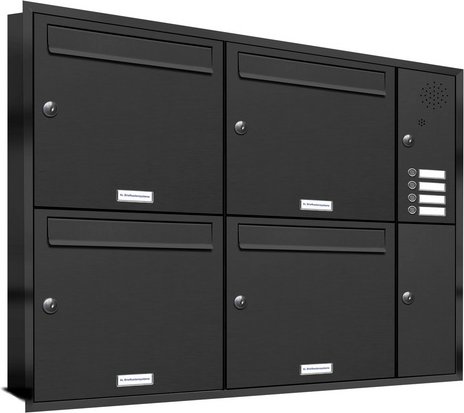 AL BRIEFKASTENSYSTEME Briefkasten, Parteien: 4, Unterputzmontage, BxHxT: 95,4 x 72,4 x 11,6 cm - grau