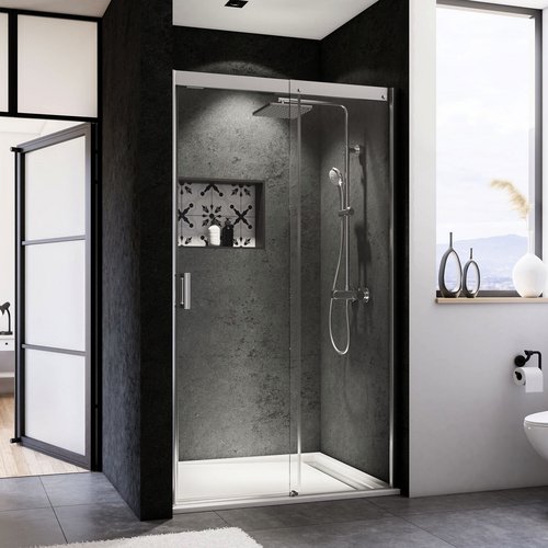 BREUER Schiebetür »Panorama«, Schiebetür, BxH: 140 x 200 cm - silberfarben