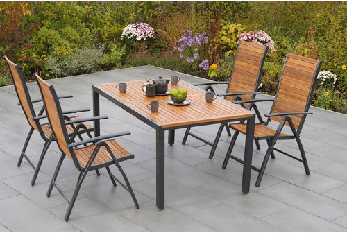 Thumbnail - MERXX Gartenmöbelset »Santorin«, 5-tlg., klappbar, Aluminium/Akazie - braun