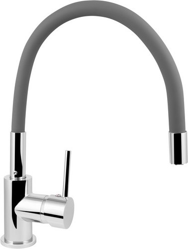 WELLWATER Einhebelmischer, Chrom - Grau, 360° schwenkbarer Auslauf