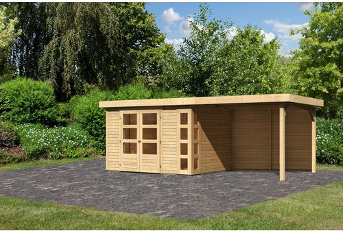 KARIBU Gartenhaus »Kerko 5«, Holz, BxHxT: 557 x 210 x 246 cm (Außenmaße inkl. Dachüberstand) - beige