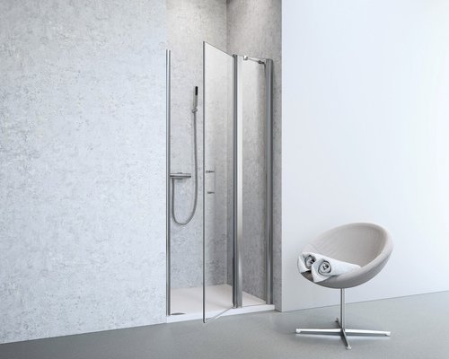 GEO Drehtür, Höhe: 195 cm, edelsilber, Scheibenstärke: 6 mm - silberfarben