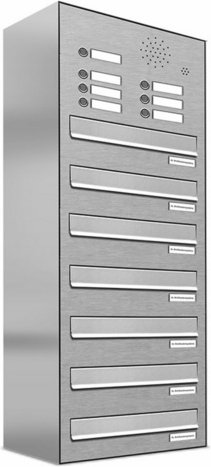 AL BRIEFKASTENSYSTEME Briefkasten, Parteien: 6, Zaundurchwurf, BxHxT: 153,505 x 103,5 x 27,5 cm - silberfarben