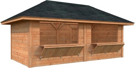 PALMAKO Marktstand »Bianca Set 111«, B x H x L: 588 x 319 x 300 cm, Braun, tauchgrundiert