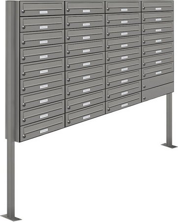 AL BRIEFKASTENSYSTEME Briefkasten, Parteien: 34, Freistehend, BxHxT: 153,401 x 170,0 x 27,5 cm - grau
