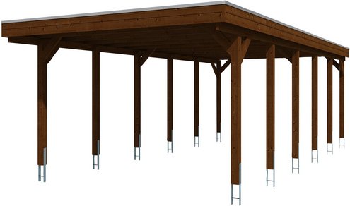 SKANHOLZ Carport »Friesland«, BxT: 397 x 860 cm, Firsthöhe: 241 cm, farbbehandelt - braun
