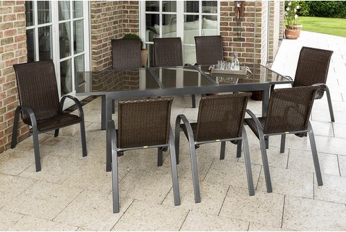 MERXX Gartenmöbelset »Varese«, 8 Sitzplätze, Aluminium/Kunststoff - braun