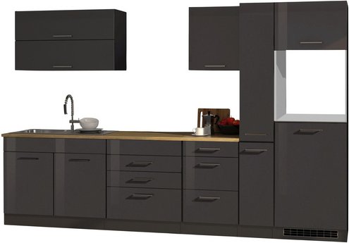 HELD MÖBEL Küchenzeile »Mailand«, ohne E-Geräte, Gesamtbreite: 320cm - grau