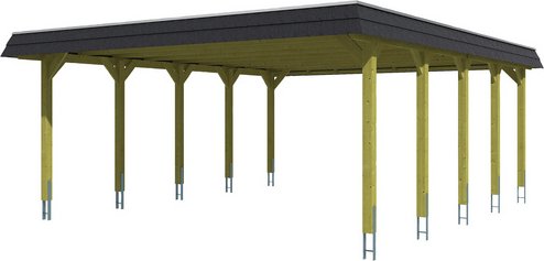 SKANHOLZ Carport »Spreewald«, BxT: 585 x 741 cm, Firsthöhe: 250 cm, imprägniert - braun