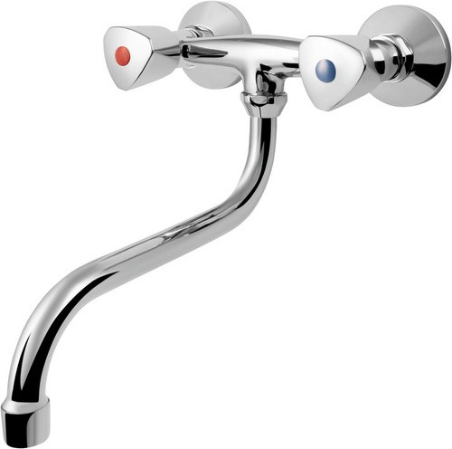 WELLWATER Zweigriffarmatur, verchromt, mit schwenkbarem Rohrauslauf - silberfarben