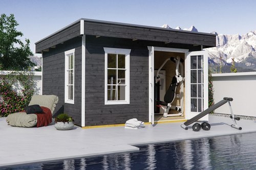 SKANHOLZ Gartenhaus »Breda 1«, Holz, BxHxT: 420 x 255 x 300 cm (Außenmaße inkl. Dachüberstand) - grau