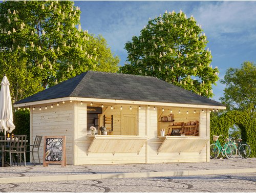 PALMAKO Marktstand »Bianca Set 111«, B x H x L: 588 x 319 x 300 cm, naturbelassen, unbehandelt - braun