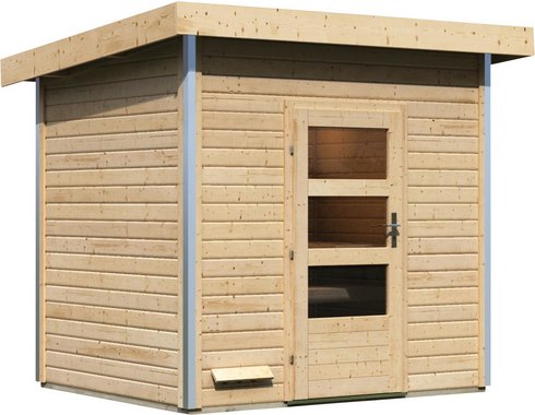 KARIBU Saunahaus »Segewold«, BxTxH: 231 x 196 x 238 cm, ohne Ofen - beige