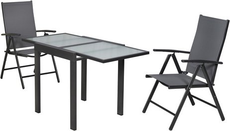 MERXX Balkonset »Amalfi«, 3 tlg., 2 Sitzplätze, Aluminium - grau