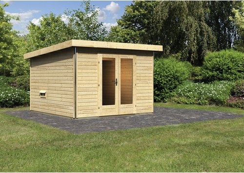 KARIBU Saunahaus, BxHxT:309 x 229 x 309 cm, 5 Personen - beige