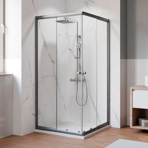 Thumbnail - BREUER Duschkabine, »Ektos«, LxBxH: 90x90x180 cm, graumetallic