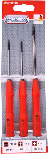 Thumbnail - CONNEX Schraubendrehersatz, Stahl, PH, 3-tlg., 50g - rot