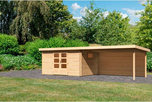 KARIBU Gartenhaus »Trittau 5«, Holz, BxHxT: 769 x 217 x 297 cm (Außenmaße inkl. Dachüberstand) - braun