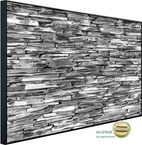 Thumbnail - papermoon Infrarotheizung »EcoHeat - Steinwand Schwarz + Weiss«, Matt-Effekt - bunt