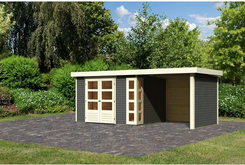 KARIBU Gartenhaus »Kerko 5«, Holz, BxHxT: 522 x 210 x 246 cm (Außenmaße inkl. Dachüberstand) - grau
