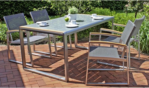 GARDEN PLEASURE Gartenmöbelset, 4 Sitzplätze, Aluminium/Glas/Kunststoff - grau