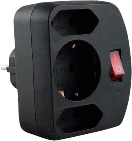 REV-Ritter Adapter 2- + 1-fach, Schwarz, Kunststoff