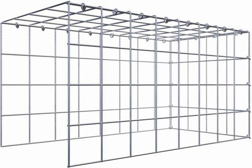 Thumbnail - Gabiona Gabione, silbergrau, Maschenweite 10 cm x 10 cm, C-Ring - silberfarben