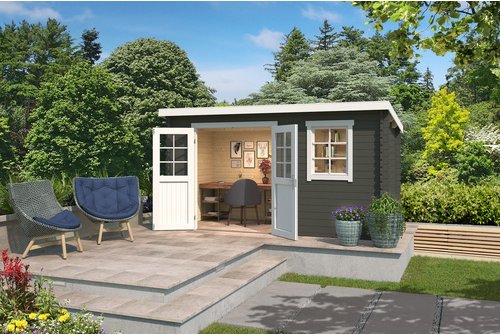 LASITA MAJA Gartenhaus »Amira«, BxHxT: 400 x 211 x 213,1 cm (Außenmaß inkl. Dachüberstand), grüngrau - gruen