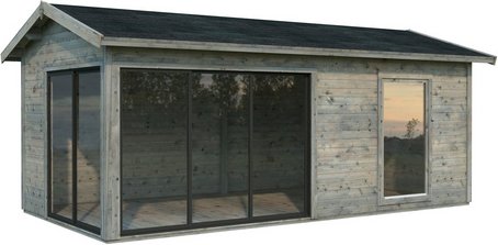 Thumbnail - PALMAKO Gartenhaus »Amanda«, Aufstellmaße BxTxH: 639 x 340 x 280 cm, tauchgrundiert, Holz - grau