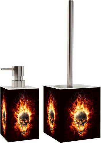 Sanilo Seifenspender »Totenkopf in Flammen«, 165 mm - 70 mm, Braun, Rechteckig