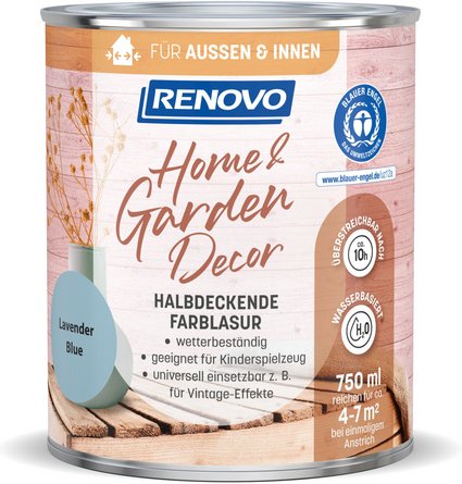 RENOVO Farblasur, »Home & Garden Decor«, seidenmatt, 750 ml, lavendel - blau