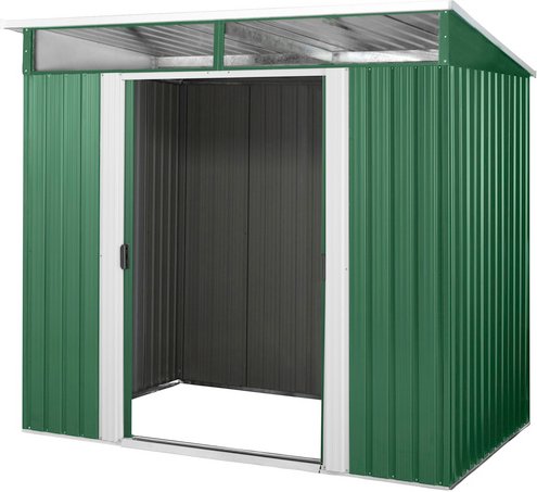 PERGART Gerätehaus »Lübeck 86«, Metall, BxHxT: 238 x 203 x 194 cm (Außenmaße inkl. Dachüberstand) - weiss