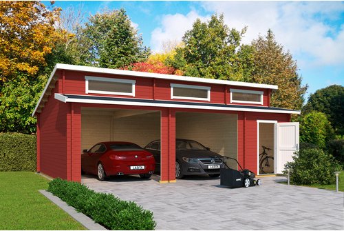 LASITA MAJA Blockgarage »Hawaii«, BxT: 820 x 579,6 cm (Außenmaß), Holz - rot