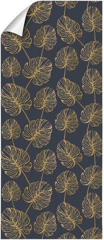 mySPOTTI Vliestapete »Jobo«, Blattmuster, blau/goldfarben, matt
