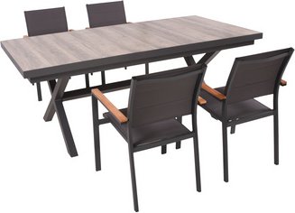 GARDEN PLEASURE Gartenmöbelset »RANA«, 4 Sitzplätze, max. Belastung: 110 kg - grau