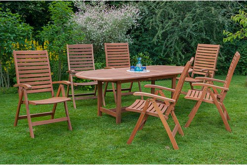 MERXX Gartenmöbelset »La Plata«, 6 Sitzplätze, Eukalyptusholz - beige