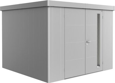 BIOHORT Gerätehaus »Neo«, Stahl, BxHxT: 292 x 222 x 292 cm (Außenmaße inkl. Dachüberstand) - silberfarben