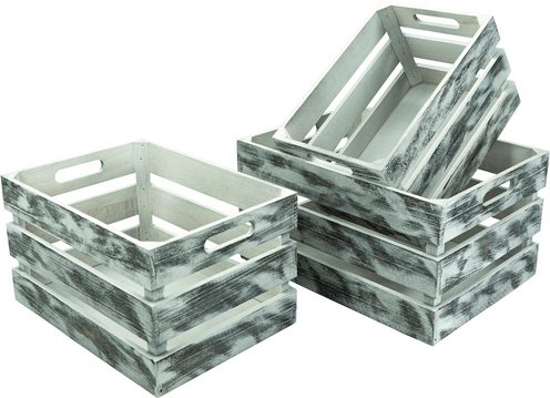 NOOR living Holzkiste, Holz, grau