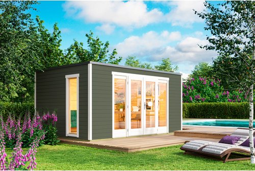 LASITA MAJA Blockbohlenhaus »Palermo«, BxHxT: 450 x 222,3 x 300 cm (Außenmaß inkl. Dachüberstand), grün - gruen