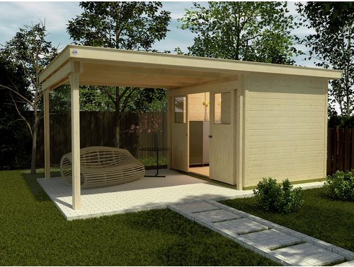 Thumbnail - WEKA Gartenhaus »Gr. 3«, Holz, BxHxT: 619 x 223 x 299 cm (Außenmaße inkl. Dachüberstand) - beige