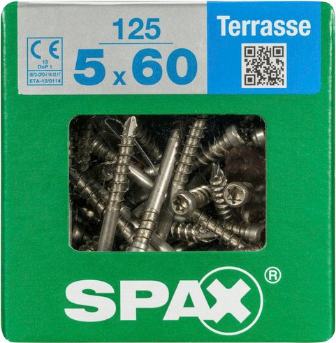 SPAX Terrassenschraube, T-STAR plus, 125 Stk., 5 x 60 mm - silberfarben