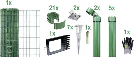 Gust. Alberts GmbH & Co. KG Set Maschendrahtzaun mit Bodenhülse »Fix-Clip Pro«, Breite: 1000cm, grün - gruen