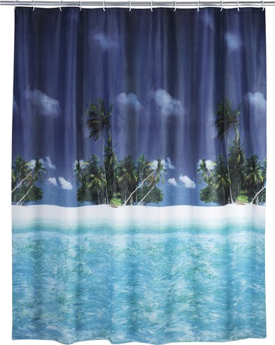 Thumbnail - WENKO Duschvorhang »Palmenstrand«, BxH: 180 x 200 cm, Strand, mehrfarbig - bunt