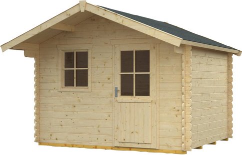 SKANHOLZ Gartenhaus »Como«, Holz, BxHxT: 340 x 256 x 300 cm (Außenmaße inkl. Dachüberstand) - beige