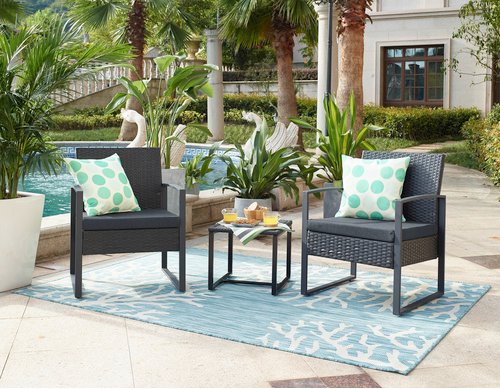 SIT Sitzgruppe »GARTEN«, Polyrattan/Metall/Polywood, anthrazit/grau