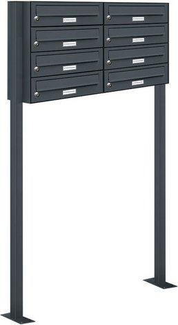 AL BRIEFKASTENSYSTEME Briefkasten, Parteien: 8, BxHxT: 84,6 x 150 x 27,5 cm - grau